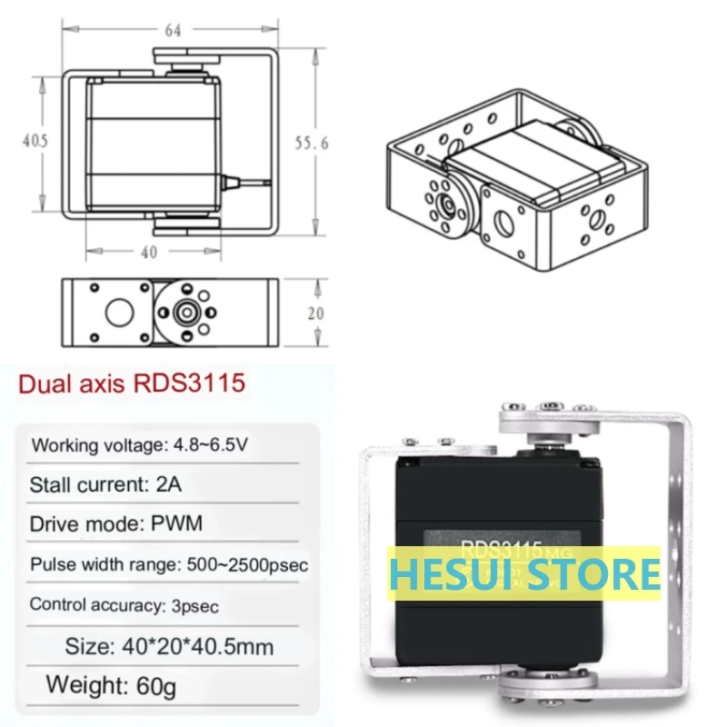 RDS3115 15kg Metal Gear Digita - Servo Pan Tilt ulasan dan harga